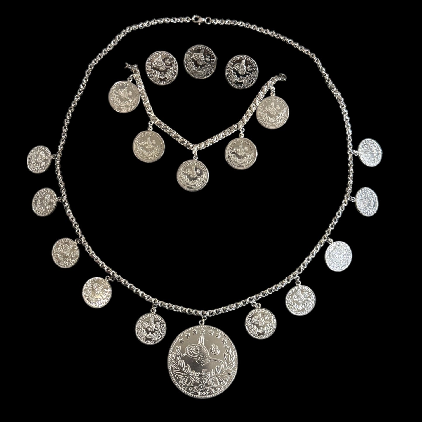 طقم ليرات مع معشر فضة 925