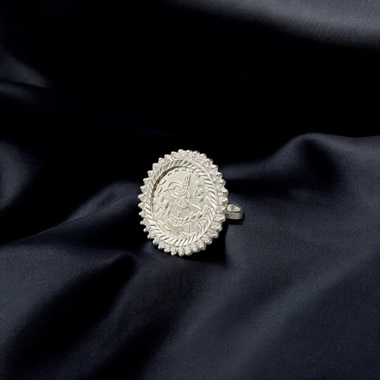 خاتم ليرة مع إطار فضة نسائي عيار 925