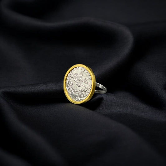 خاتم ليرة مع إطار فضة نسائي عيار 925