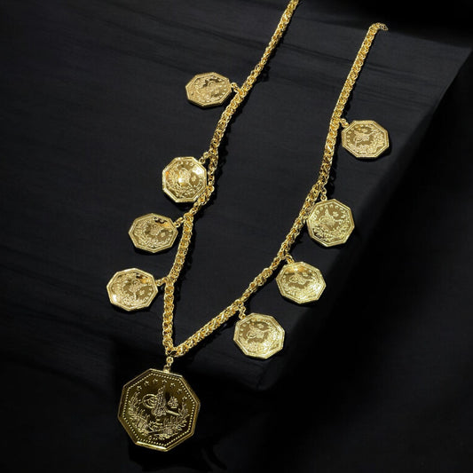 شال مخمس أصلية مع ليرات فضة نسائي عيار 925